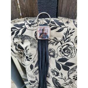 Handmade Halloween horror Leather Fringe purse bag charm keychain spooky vibes